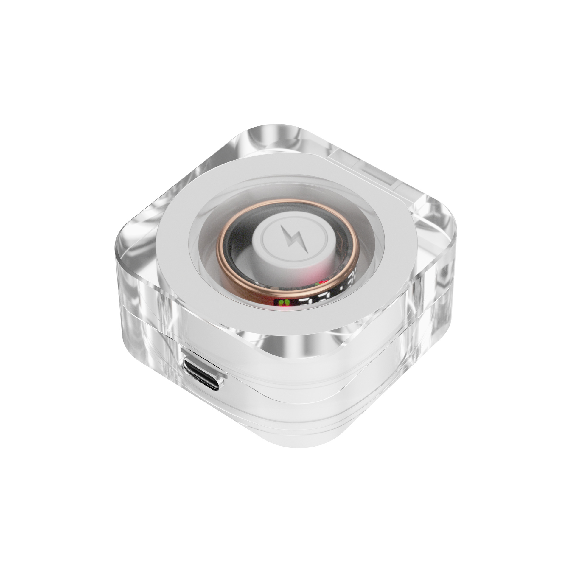 Smart Ring Charger Crystal Case 200 mah transparent acrylic Smart Ring Charger TYPE-C details Picture
