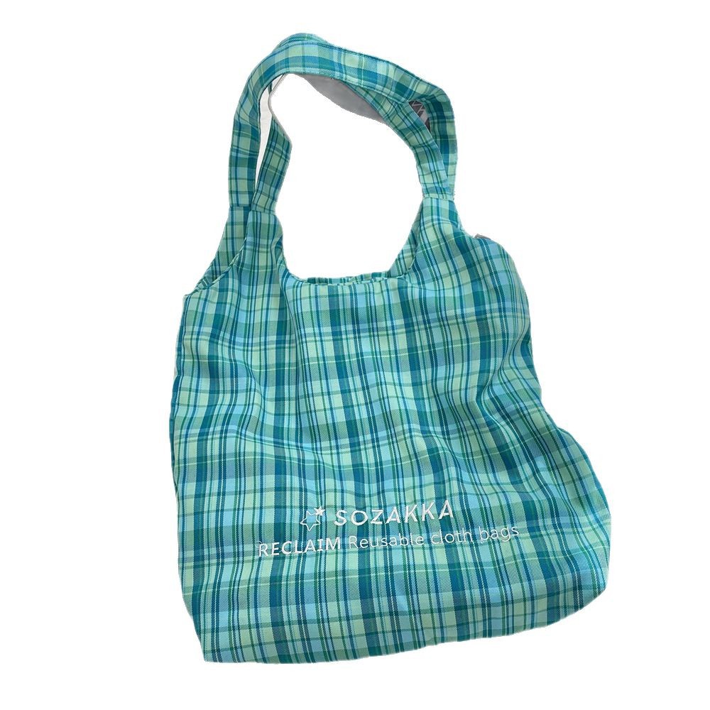 53162 New large-capacity, simple embroidered single-shoulder checkered bag, lightweight commuting canvas bag, vest bag Item Picture