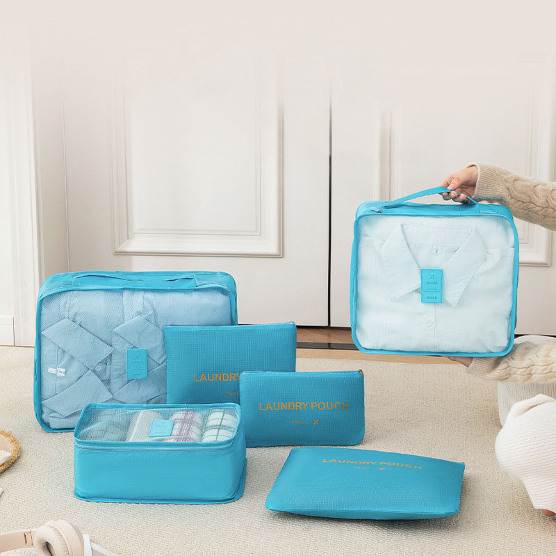 Travel storage bag six-piece set, waterproof Oxford fabric storage bag, business trip and travel makeup and toiletries classification storage set full figure