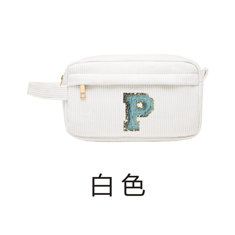 In-stock letter corduroy cosmetic bag, fashionable and simple mini portable cosmetics lipstick hand-held storage bag Specification drawing