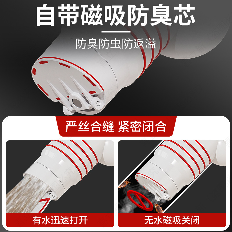 45-degree wall drain three-way special drain pipe, washing machine joint, diagonal plug sealing plug, check valve, anti-odor wonder Application Scenario