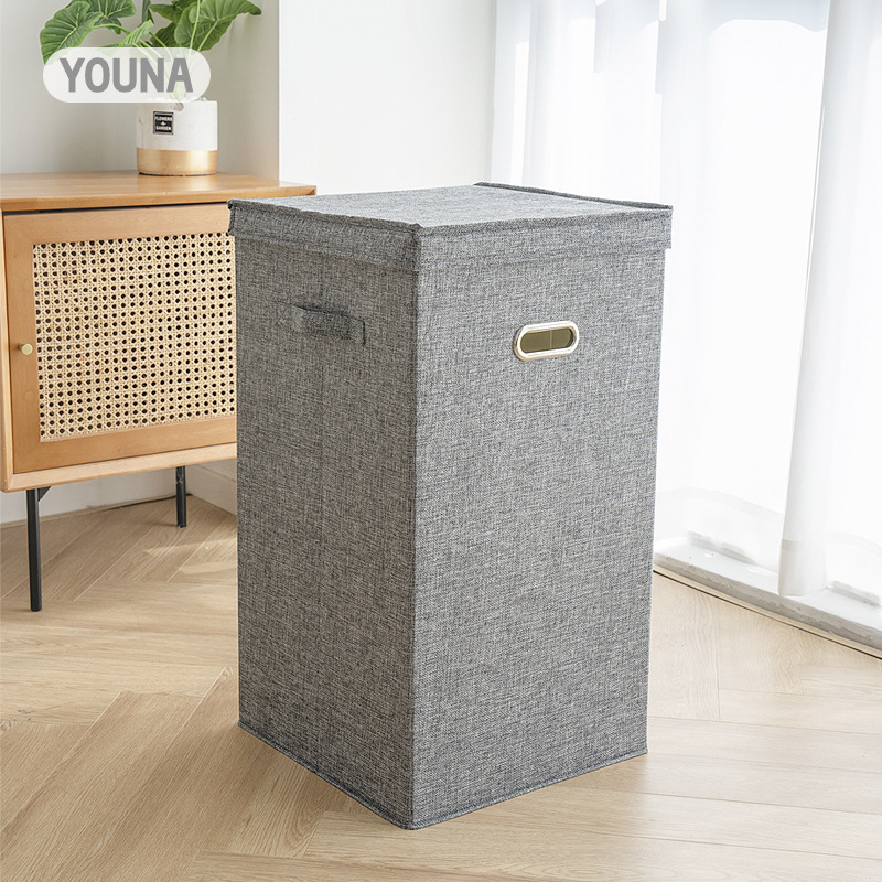 A large upright foldable linen fabric storage basket for dirty clothes, a linen fabric storage basket, a storage box for household use full figure