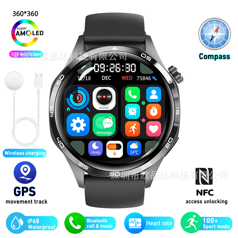 The Watch5pro smartwatch features Bluetooth calls, heart rate monitoring, health monitoring, high-definition round screen, and is a new model for cross-border trade full figure