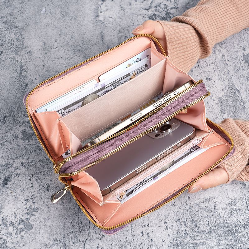 New personalized wallet for girls, long double-zipper wallet, light luxury Japanese and Korean fashion, large capacity clutch, 20% off details Picture