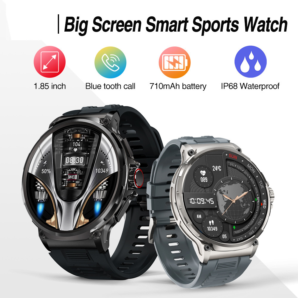 Cross-border V69 smartwatch, 1.85-inch Bluetooth call large screen, heart rate, blood oxygen, multi-exercise smartwatch factory Specification drawing