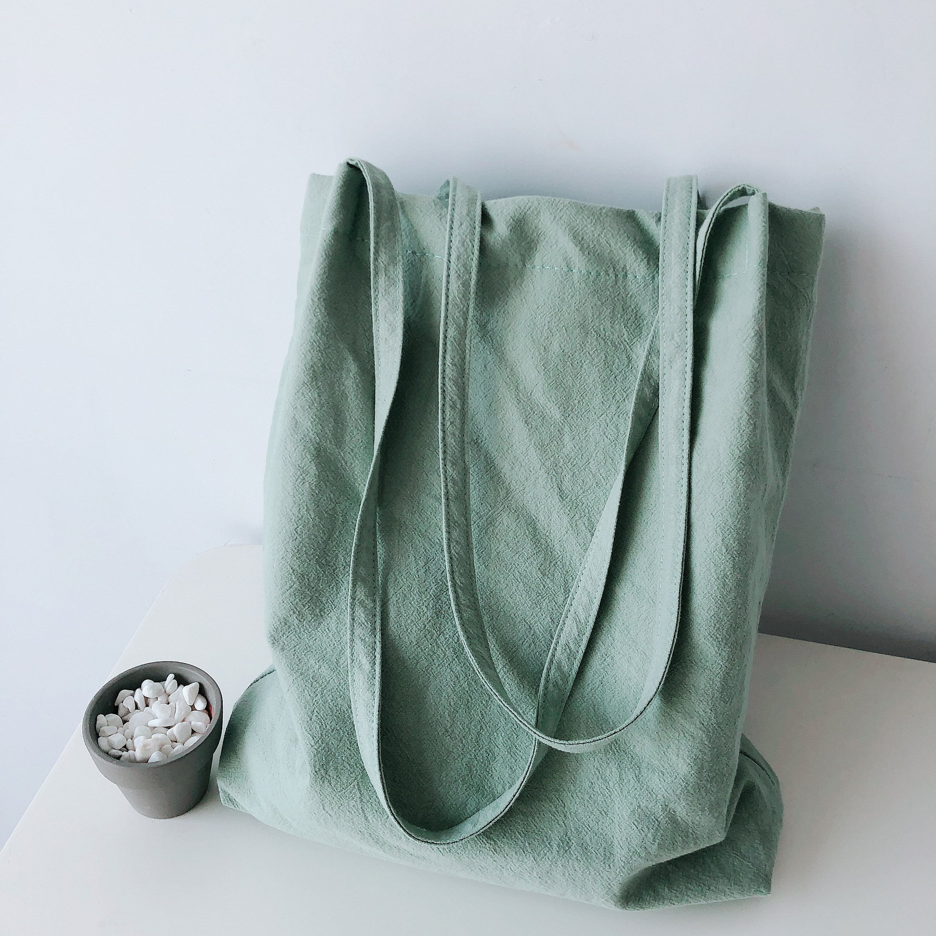 J01 Forest-style washed cotton and linen thin shoulder strap single-shoulder handbag, wholesale of cloth bags, simple and artistic forest-style women's bags details Picture