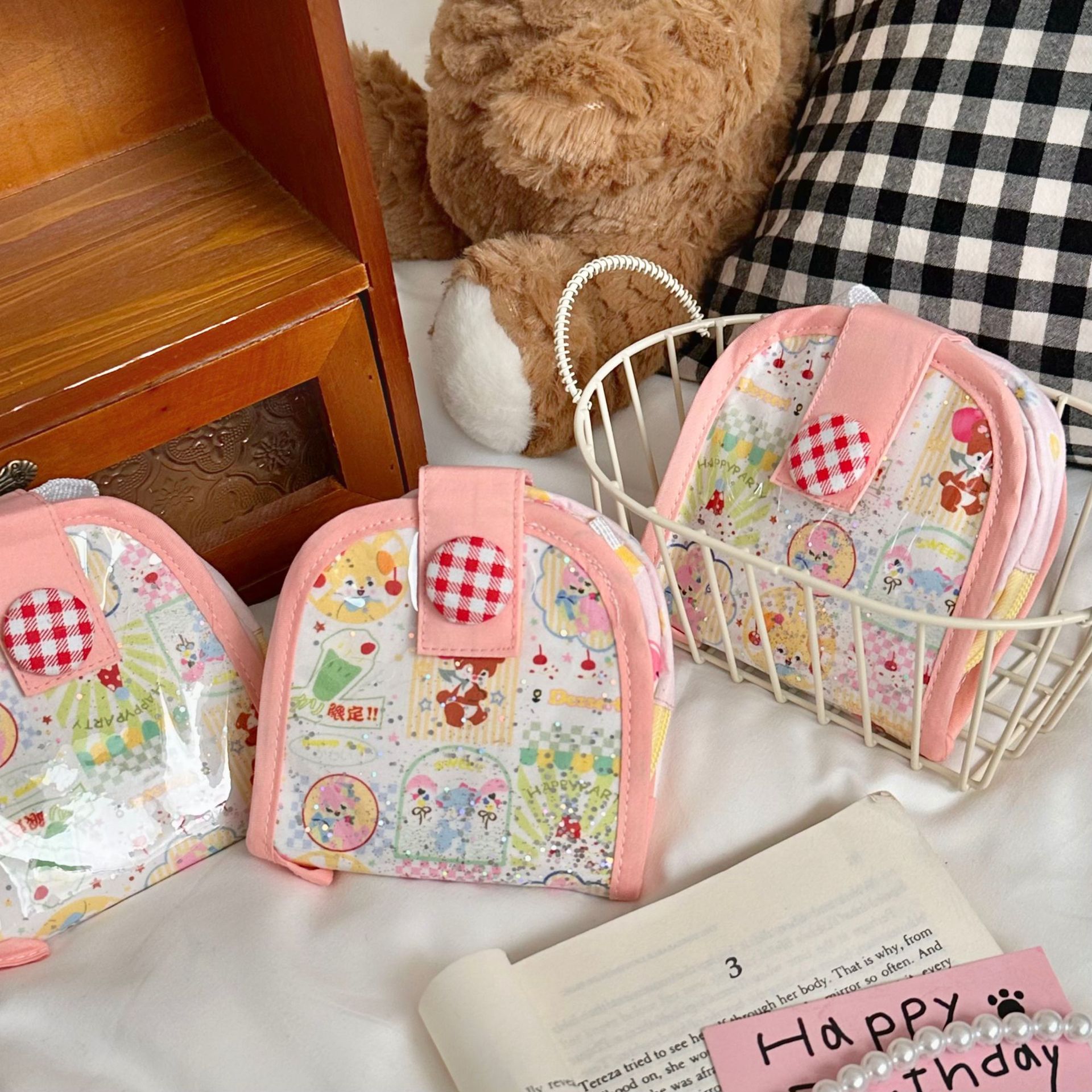 Summer Dopamine Coin Purse 2025 New Dopamine Cartoon Mini Multi-layer Card Bag Portable Storage Bag Small Bag Specification drawing