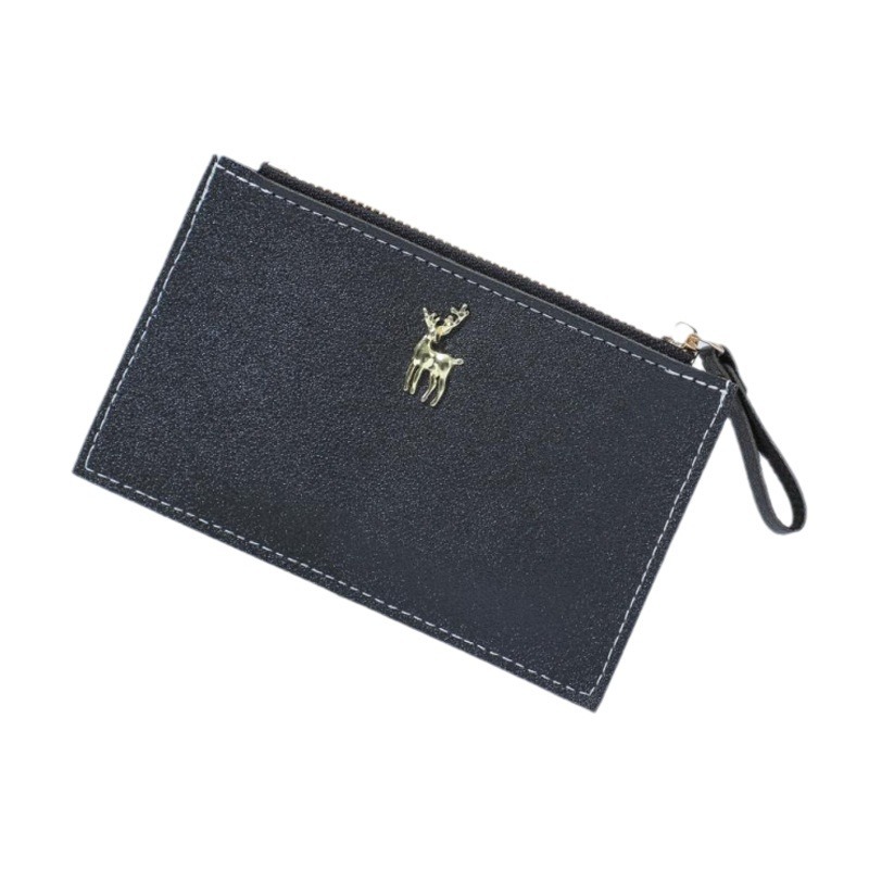 2024 New women's card case zipper clutch, student and white-collar Japanese-style wallet, card case with multiple slots, metal deer Item Picture