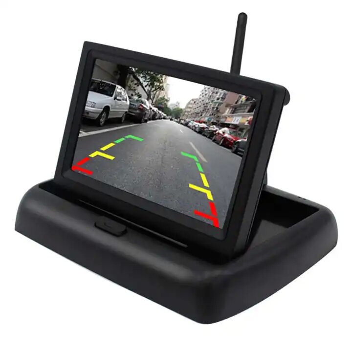 Cross-border high-definition wireless car rearview camera, 4.3-inch car folding display, visual reversing video recorder full figure