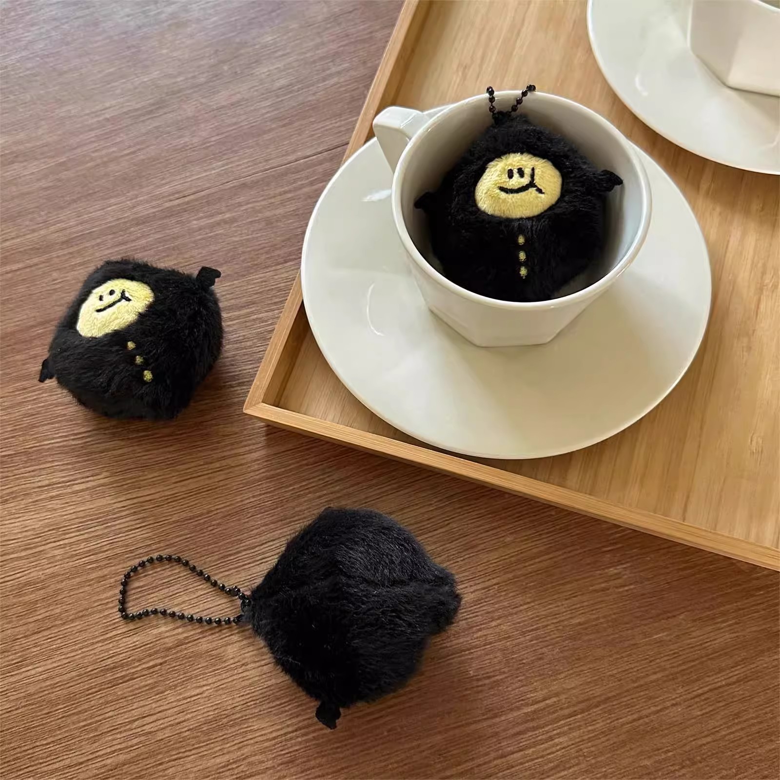 Cute devil lemon keychain plush toy, cute bag pendant, earphone case pendant, key chain, small doll details Picture
