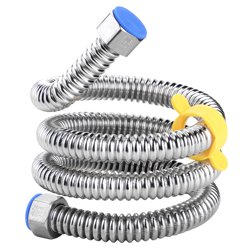 304 stainless steel corrugated pipe, 4-point high-pressure explosion-proof metal hose for cold and hot water inlet and outlet pipes of household water heaters and toilets Item Picture