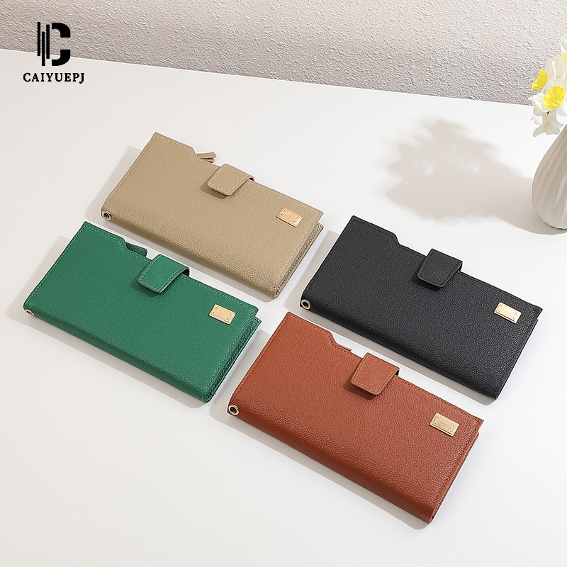 New cross-border women's wallet with large capacity, fashionable clutch, multiple slots, women's long wallet with buckle, long wallet details Picture