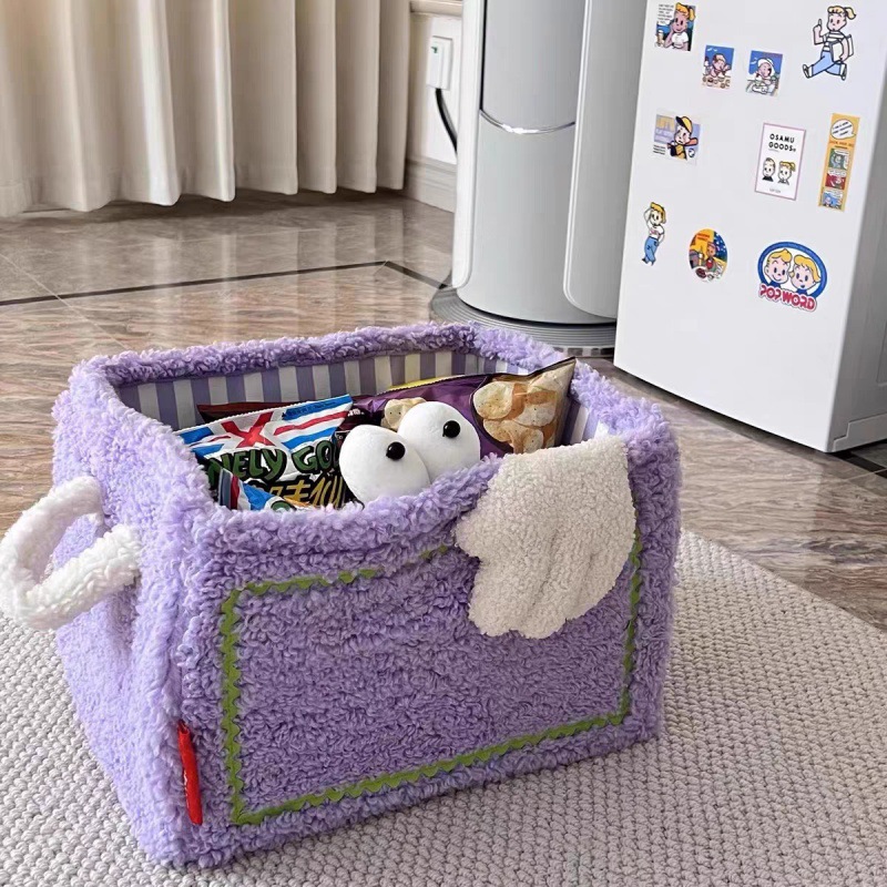 Korean InS-style toy basket, cute storage basket, miscellaneous snacks, toy organizing basket, cartoon foldable dirty clothes basket Specification drawing