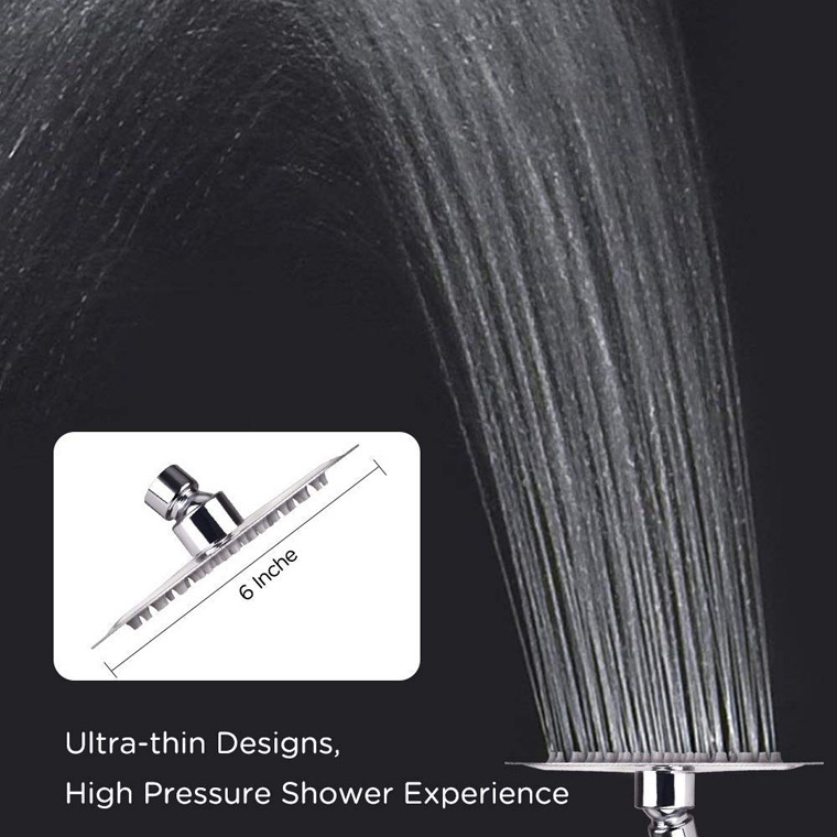 Amazon 6-inch and 8-inch stainless steel circular thin pressure-increasing water-saving mirror top shower heads for export Application Scenario