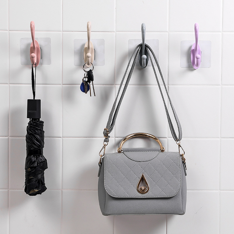 Non-punching adhesive hook, bathroom towel hook, bedroom bathroom wall clothes, hanging door, plastic coat and hat hook Specification drawing