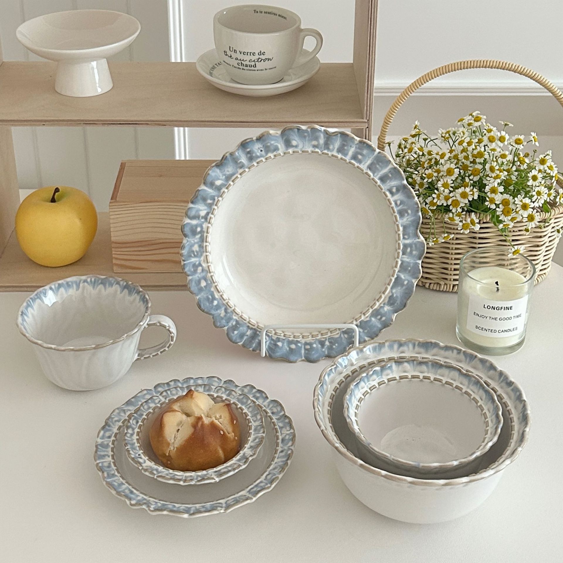 High-quality appearance level tableware, bowl and plate sets, plates, high-end feel, home yogurt bowls, underglaze colored dinner plates, ceramic rice and noodle bowls Item Picture