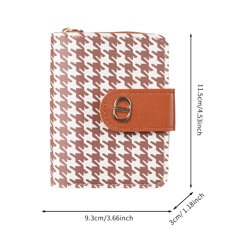 A new light luxury small wallet for women, short buckle, checkered canvas, multi-position anti-demagnetization, large-capacity high-end wallet Item Picture