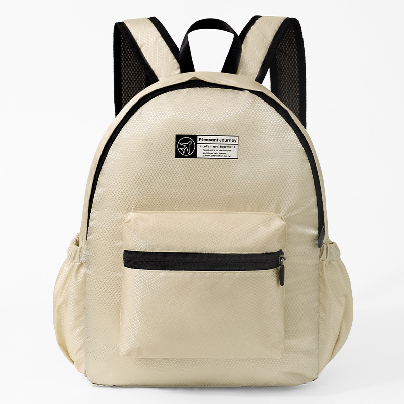 Foldable backpack, simple and large-capacity travel backpack, women's waterproof storage bag, casual polyester clothing storage bag Item Picture