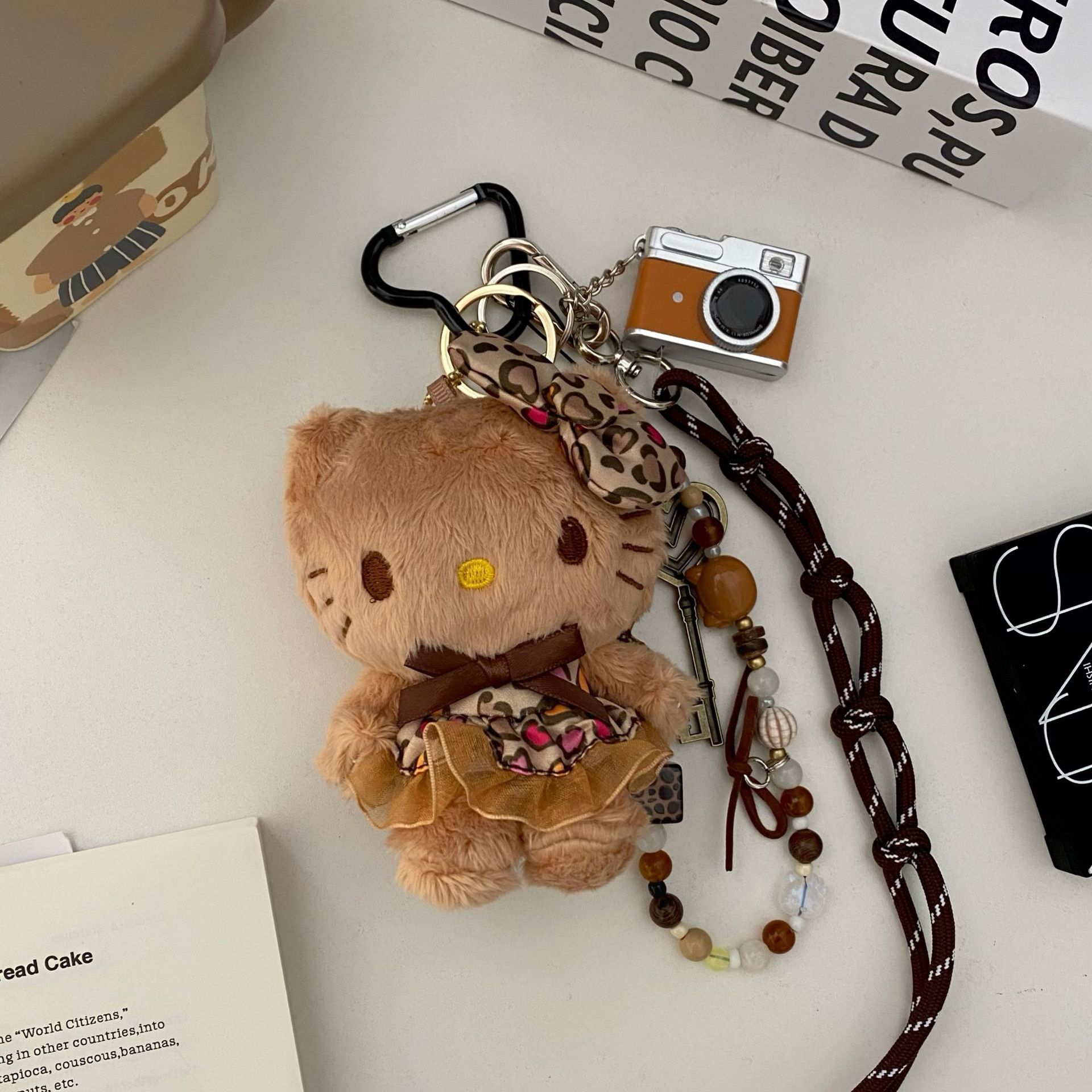 Maillard cat pendant, high-end plush small pendant, bag pendant, mobile phone chain pendant, hanging decoration, keychain, hanging rope details Picture