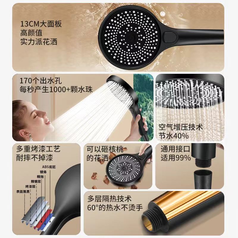 Pressurized shower head, overhead spray, large panel pressurized single-head rain shower, household bath and shower set Specification drawing