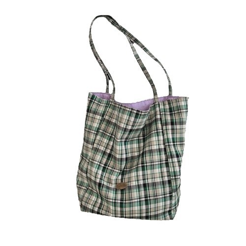 49281 New large-capacity, simple single-shoulder checkered bag, lightweight commuting canvas bag, double-sided tote bag Item Picture