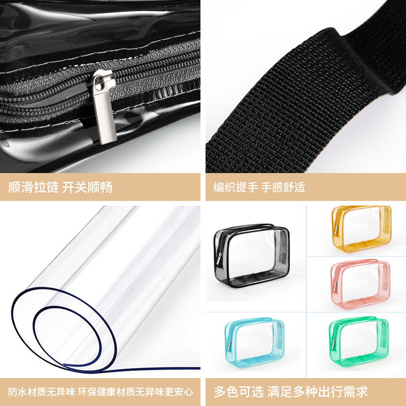 Waterproof pvc cosmetic bag, travel cosmetics organization, hand-held storage bag, transparent eco-friendly toiletry bag, dry and wet separation Application Scenario