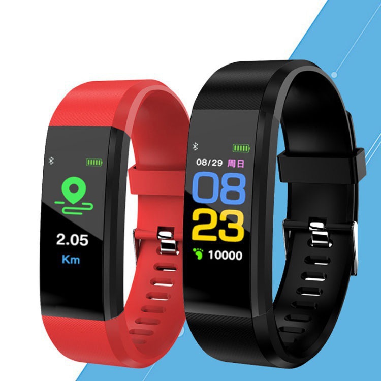 New 115plus color screen smart bracelet, sports waterproof, step-counting, Bluetooth synchronous strap, heart rate and blood pressure gift full figure