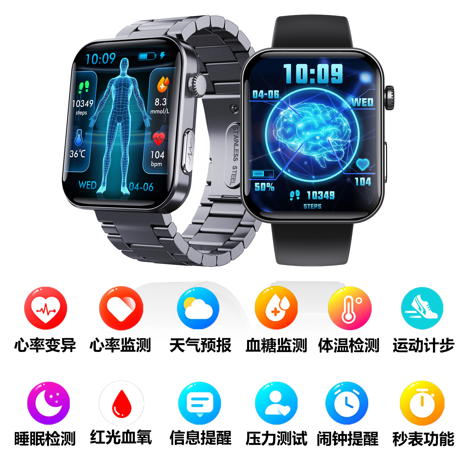 The cross-border F300 smartwatch features Bluetooth calls, SOS fall alarm, step counting, sleep, and fitness band message alerts details Picture
