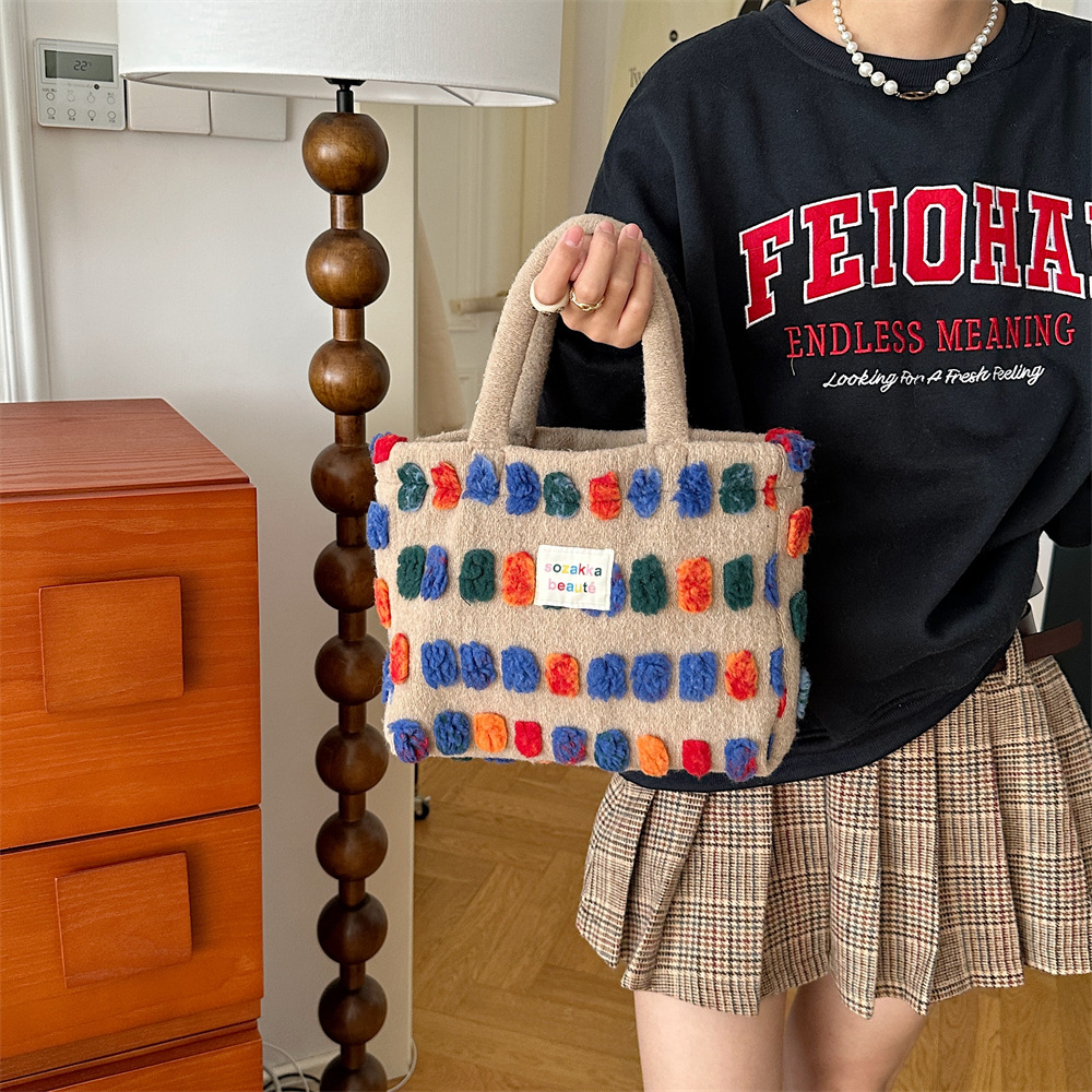 311111 Plush bucket Bag, women's Bag, 2023 new style crossbody bag, hand bag, shoulder bag, shopping storage bag details Picture