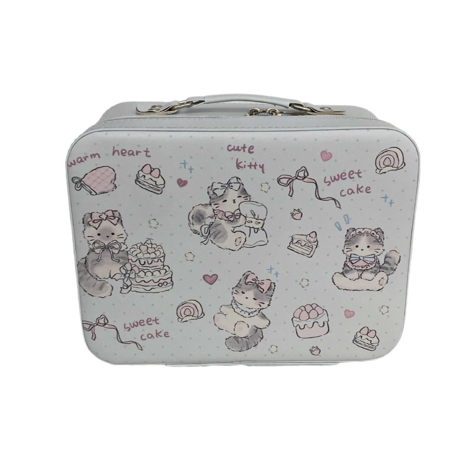Cartoon cake Cat Makeup box for Women, 2025 New high appearance level, large capacity skin care product storage, portable makeup bag Item Picture