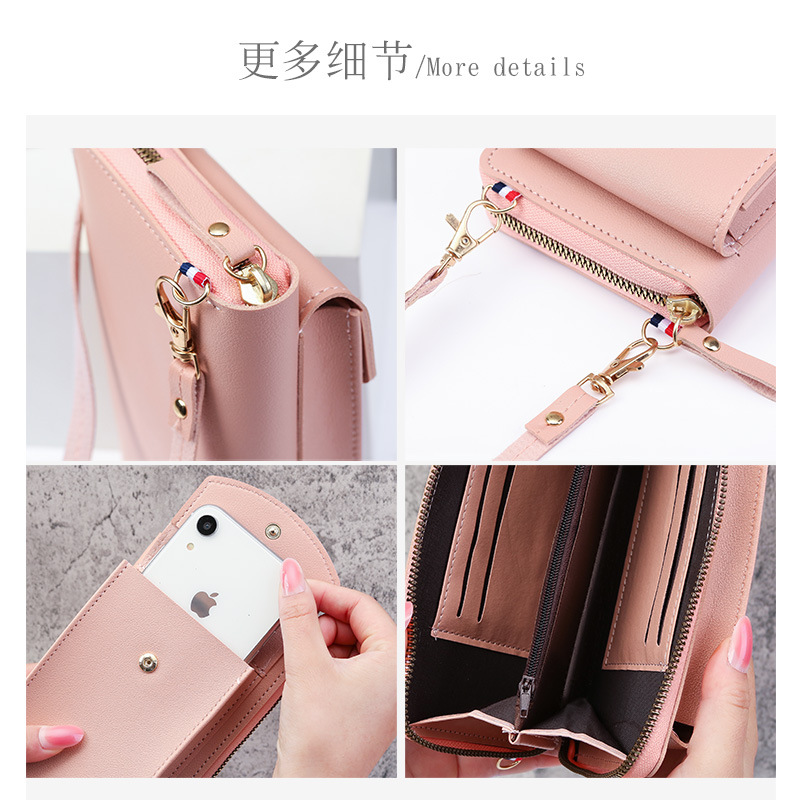 2021 New large-capacity mobile phone bag, small single-shoulder crossbody zipper bag, multi-functional long clutch bag, ladies' wallet details Picture