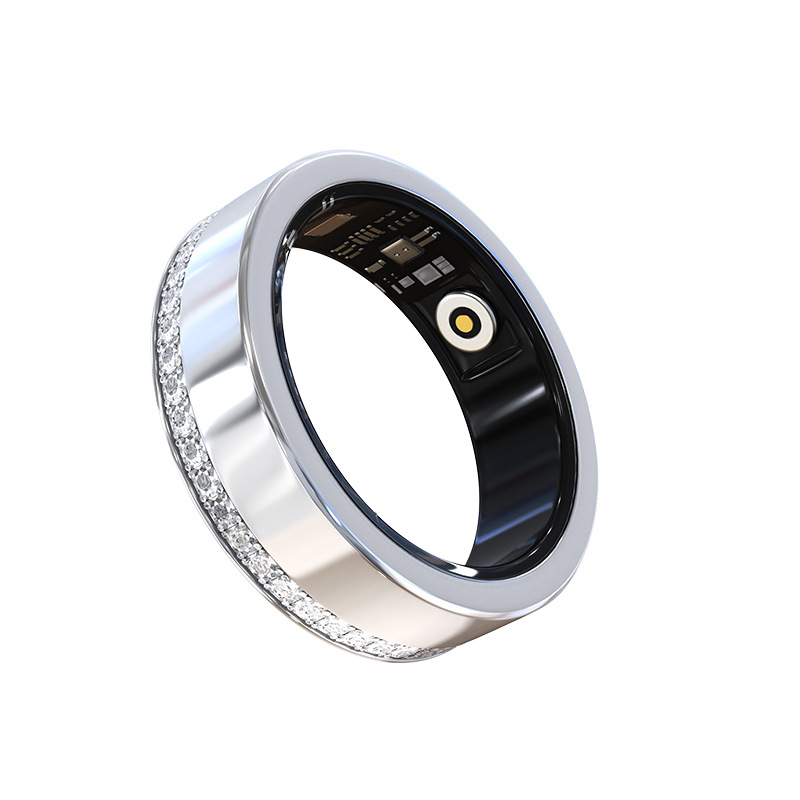 V8 Cross-border diamond-encrusted couple rings, simple stainless steel wedding rings, smart rings, heart rate, blood oxygen, sleep, wholesale in stock Specification drawing