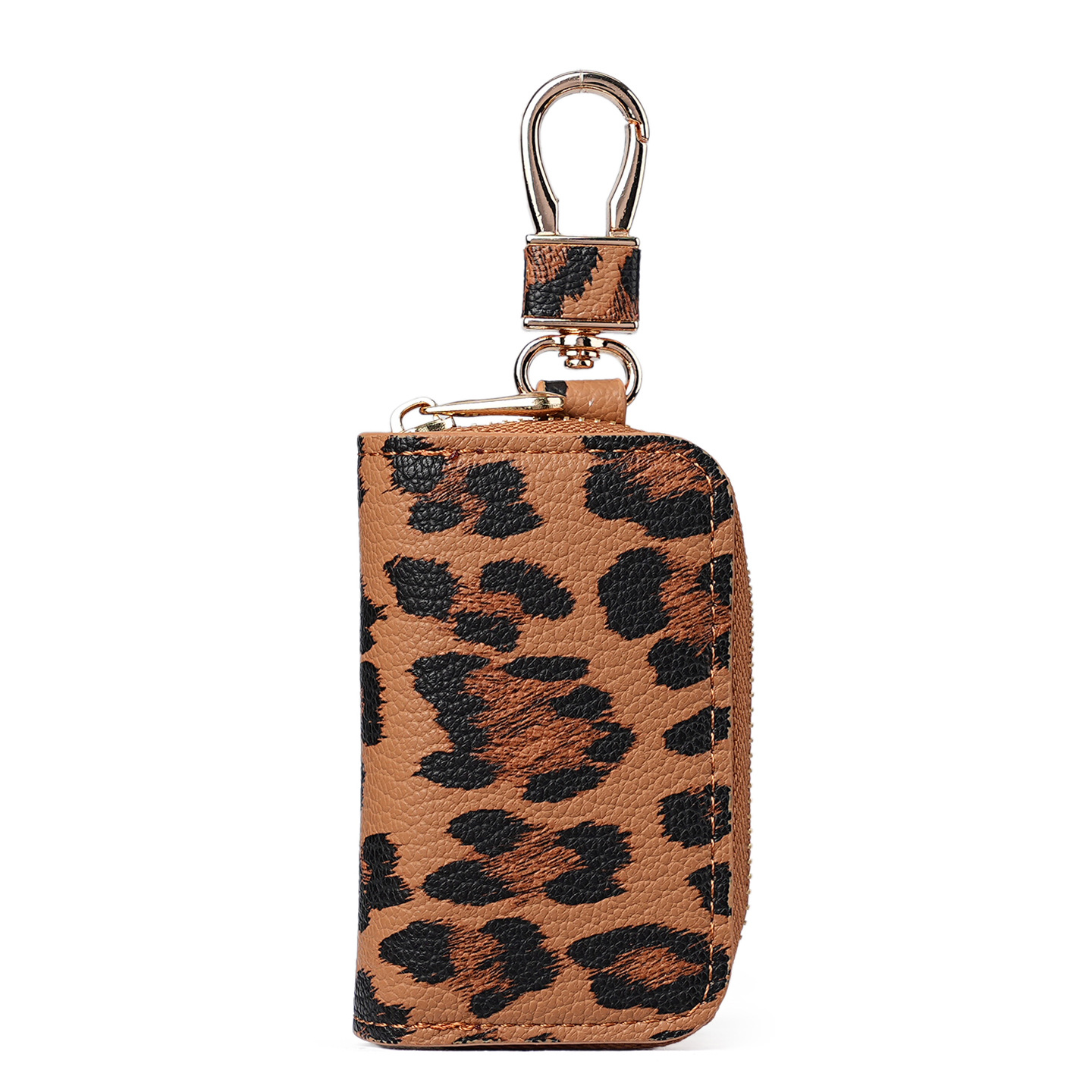 New car key case, unisex car key storage bag, creative leopard print leather pendant keychain Item Picture