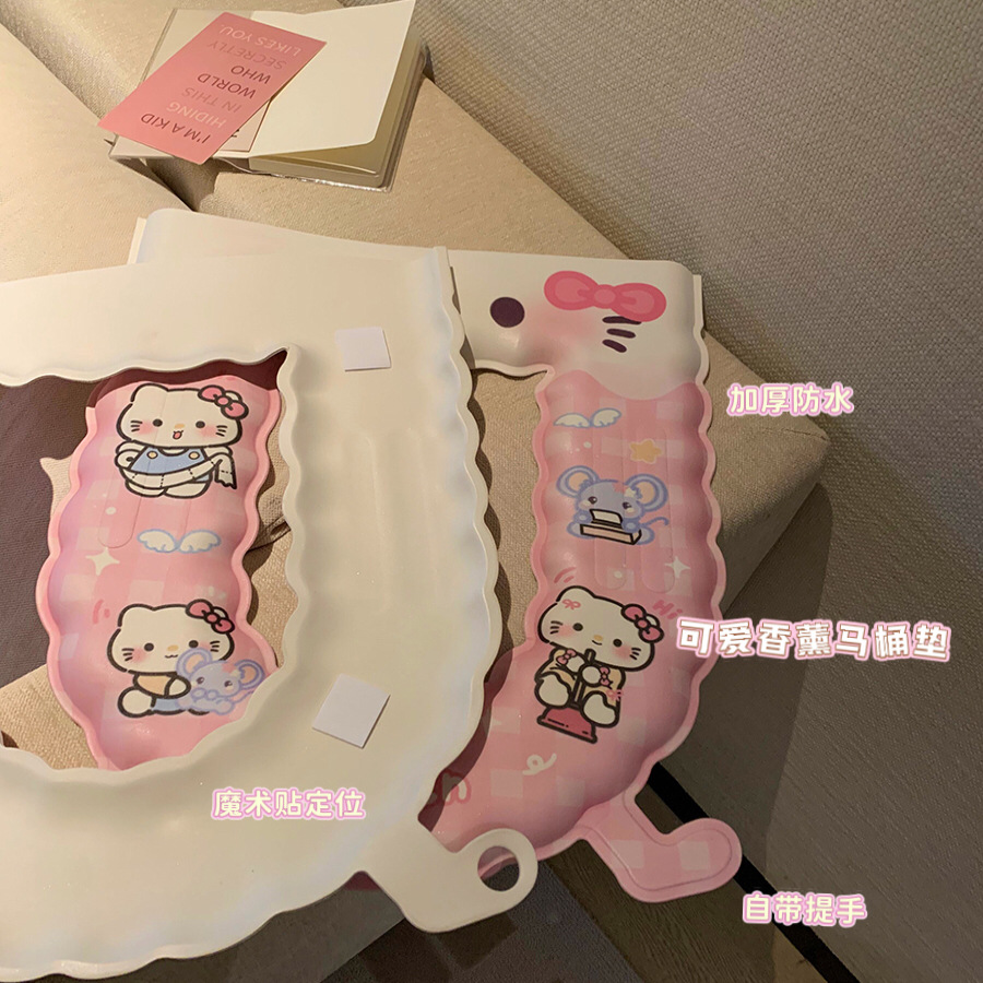 Pink cat foot toilet seat, 2025 new style home waterproof toilet seat, eva adhesive type, suitable for all seasons Application Scenario