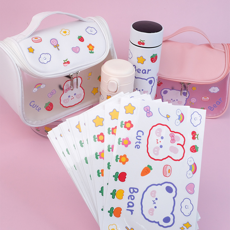 Wholesale of cartoon self-adhesive sticker labels, DIY diaries, waterproof suitcase stickers, stationery, and cute transparent stickers details Picture