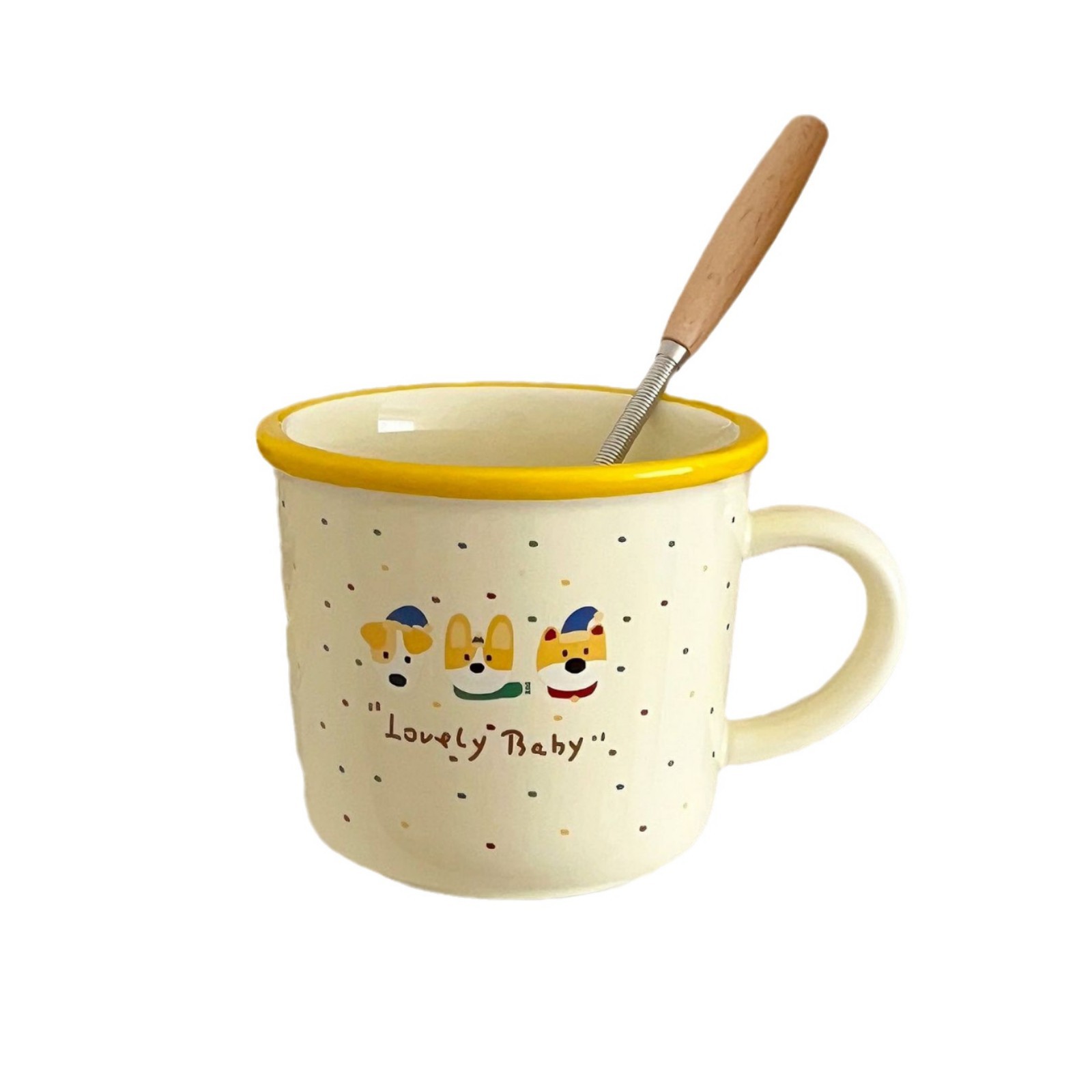 Cartoon yellow-edge coffee cups, mugs, cute animal illustrations, milk coffee water cups, ceramic cups, gift boxes Item Picture