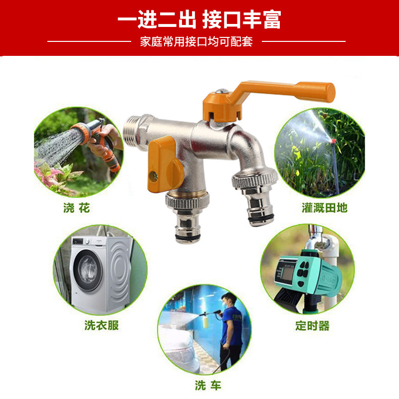 Cross-border exclusive faucet wholesale, brass, garden, outdoor, balcony, mop, sink, one in and two out, household double-hole faucet Application Scenario