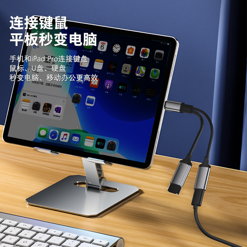 Applicable type-c 2-in-1 adapter OTG multi-functional USB flash drive mouse card reader ipadpro adapter cable 60W details Picture