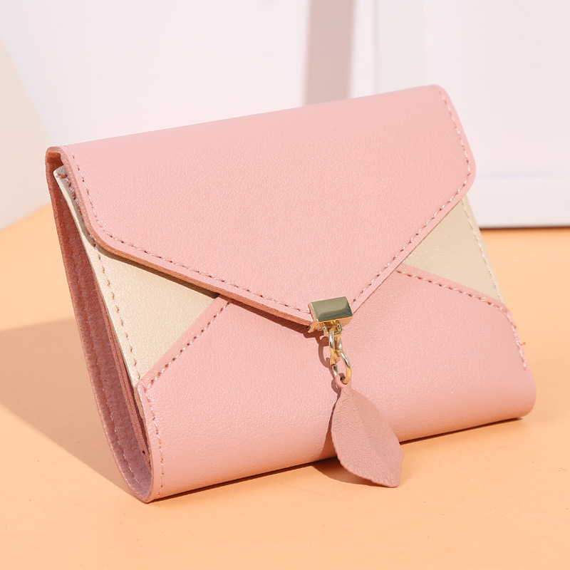 Women's short wallet 2020 Korean version women's hand-held bag, envelope, loose change, PU leather spliced color contrast, 30% off purse Application Scenario