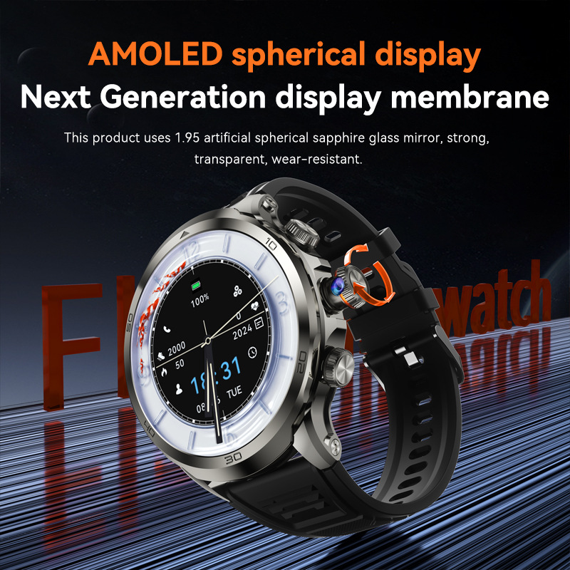The new cross-border H19 card-inserting smart smartwatch with AMOLED round screen, smart watch and sports WiFi Specification drawing