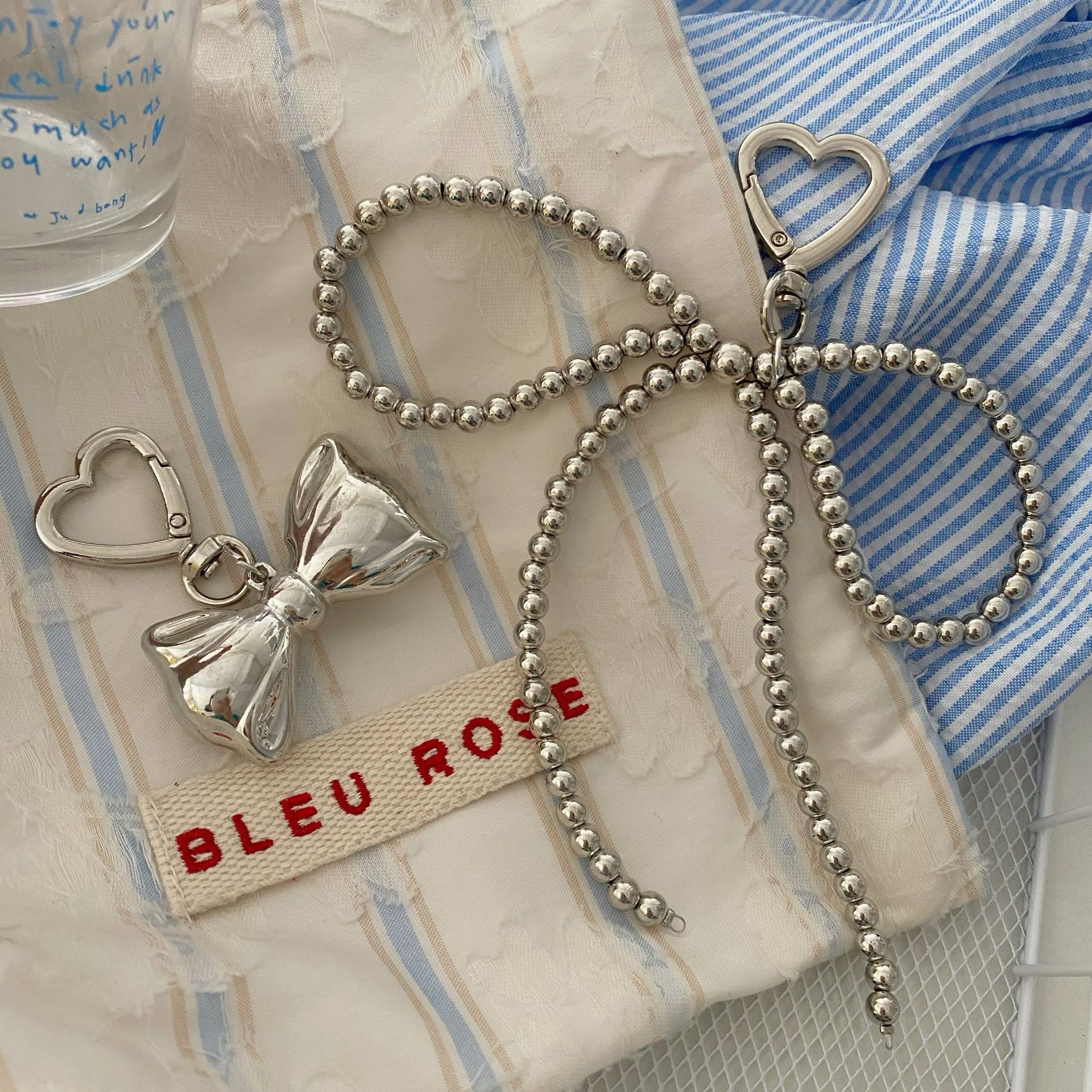 Korean-style beaded bow pendant, Instagram niche summer girl ballet windmill keychain bag and schoolbag pendant Specification drawing