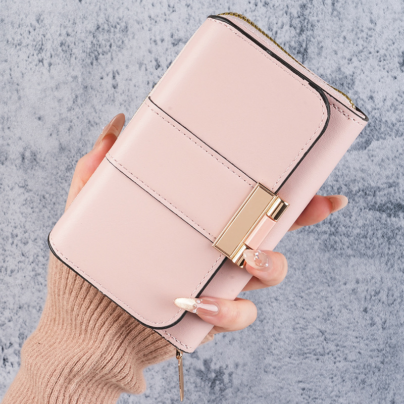 New cross-border multi-functional women's wallet, short, fashionable and multi-slot 30% off Wallet, solid color coin purse for students full figure