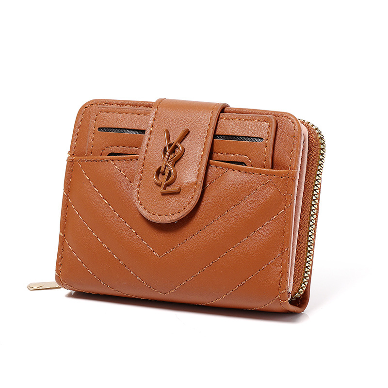New women's wallet short solid color card case 2024 summer women's high-end zipper coin purse wholesale Item Picture