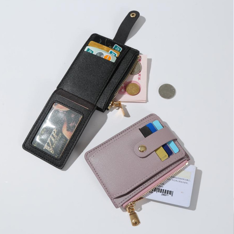 2024 New women's short wallet, PU leather zipper, niche design, women's multi-slot wallet, solid color card bag batch Application Scenario