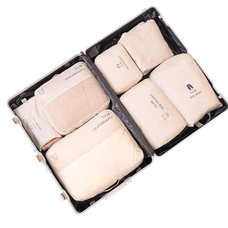 New twill compression travel bag set of six pieces, portable toiletry and storage bag for business trips, and clothing classification storage bag Item Picture