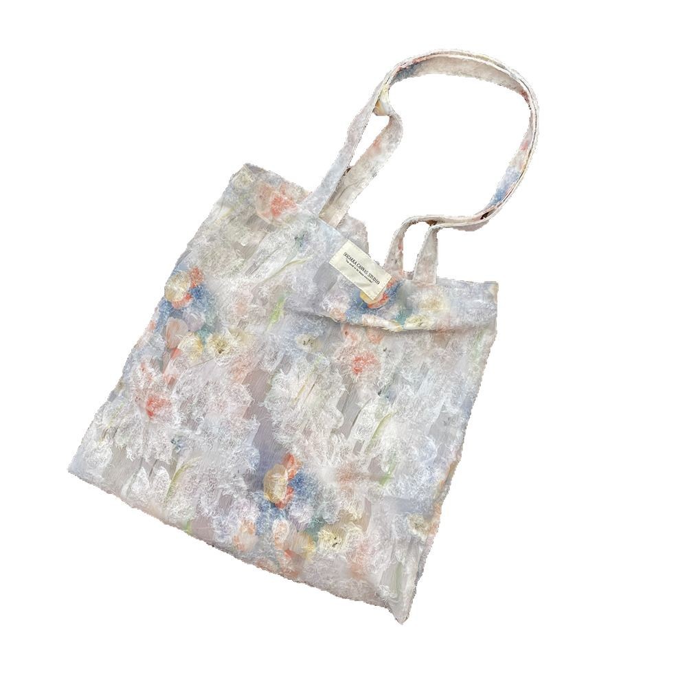 5381 New lace ethereal Little flower vest bag, hand-held bag, large-capacity single-shoulder bag, laid-back style underarm bag Item Picture