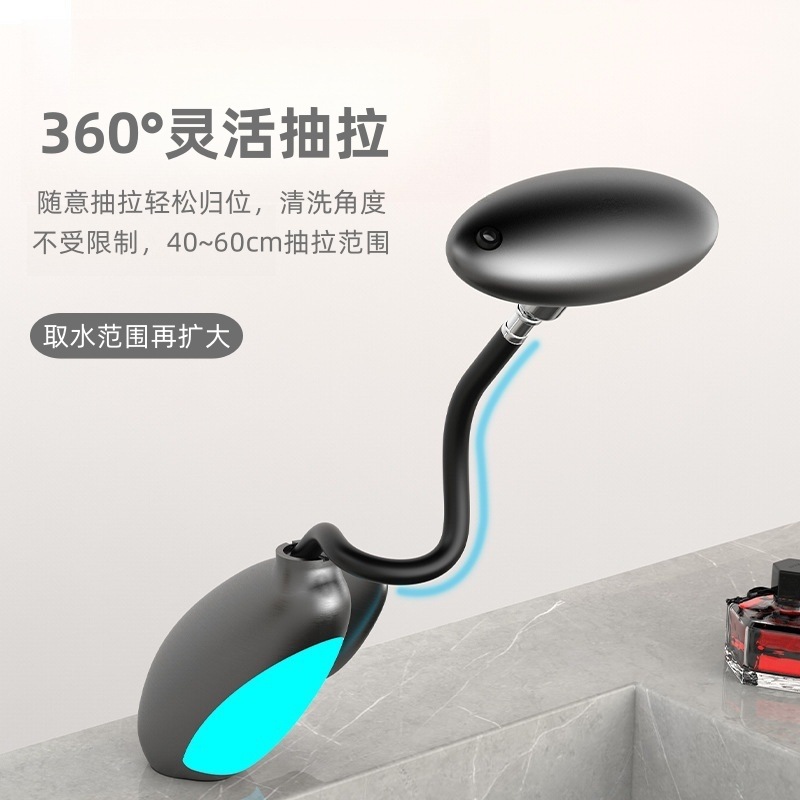 Cross-border ET popular penguin ambient light, pull-out faucet, hot and cold splash-proof hand wash, bathroom basin, toilet faucet details Picture