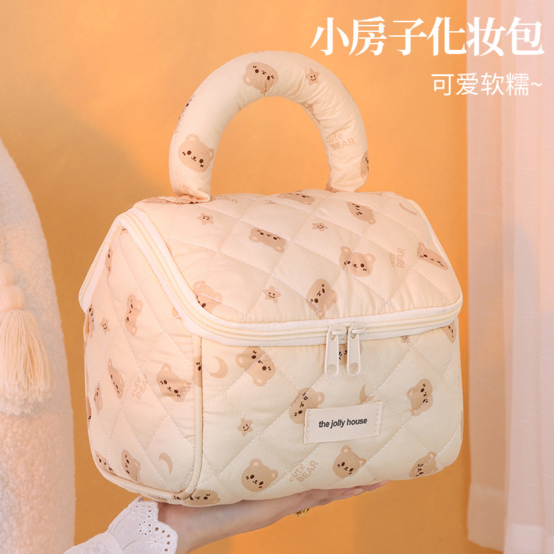 Cartoon cute and soft little house makeup bag, high appearance level, large capacity, travel portable cosmetics storage bag, toiletries bag details Picture