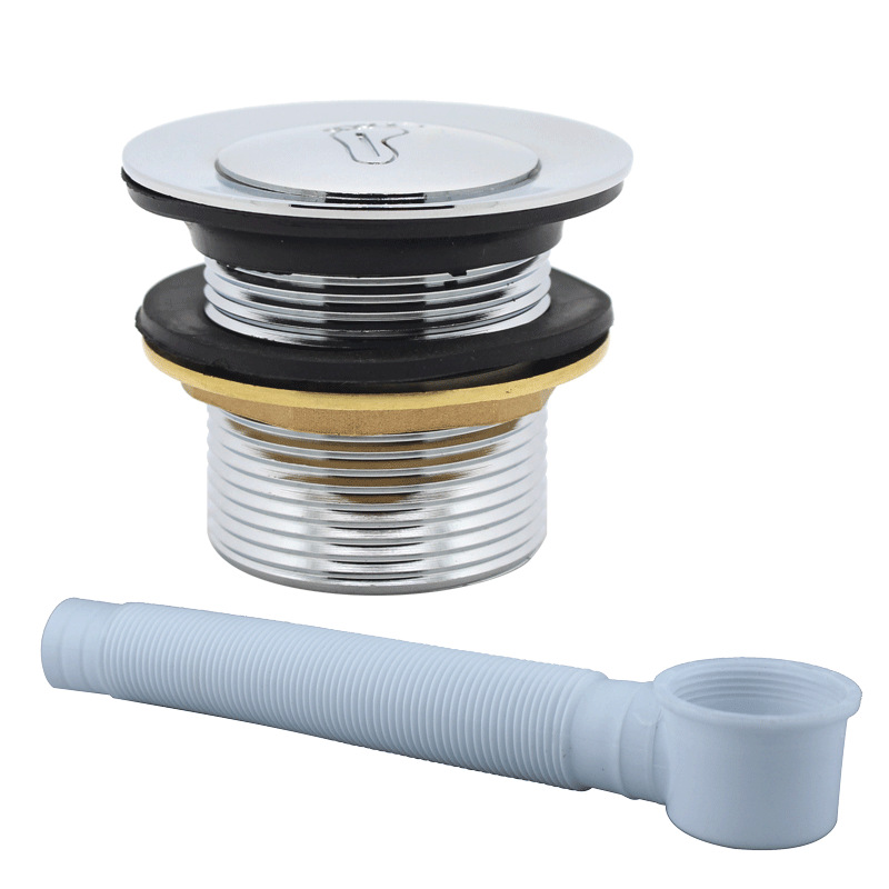 Bathtub bouncy drain, bathtub bucket drain, shower room wooden bucket, foot pedal bouncy bathtub drain pipe full figure