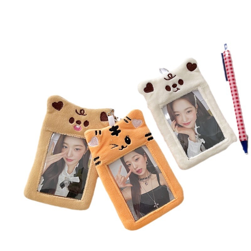 ins original plush card case, cute animal meal card from Korean campus, Polaroid idol mini card display pendant Item Picture